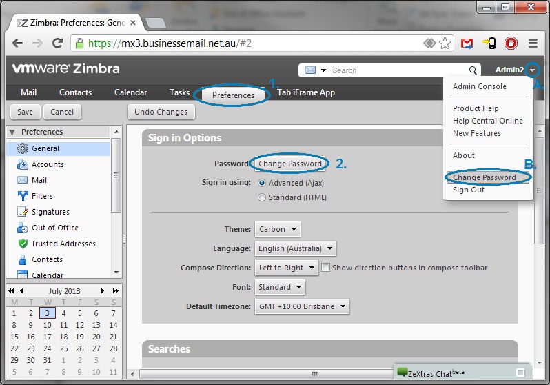 Changing Zimbra Passwords Knowledgebase Control Networks
